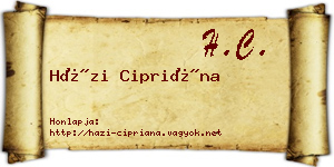 Házi Cipriána névjegykártya